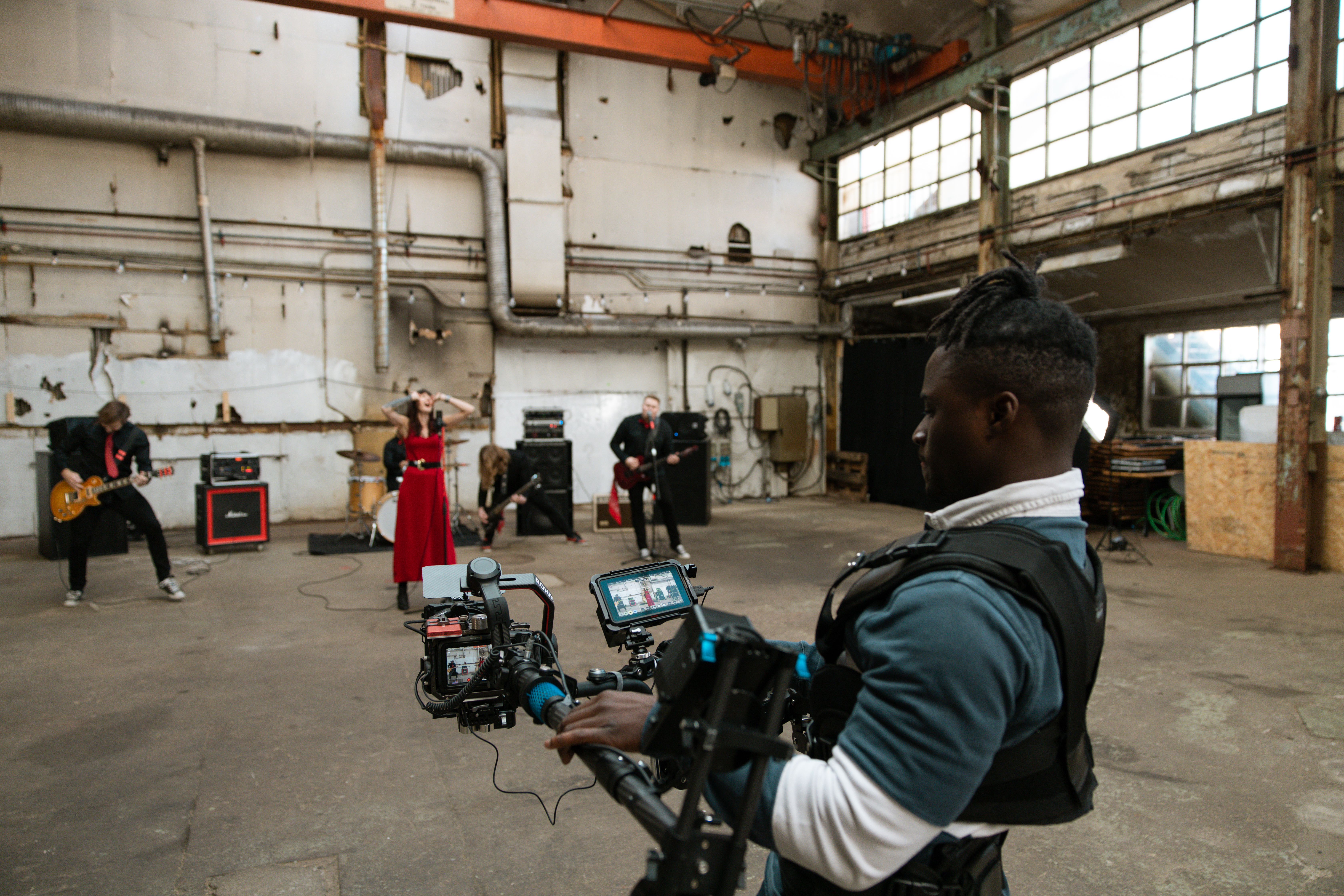 Innspilling av musikkvideo med bandet Sandmarx. Foto: Esther Jans