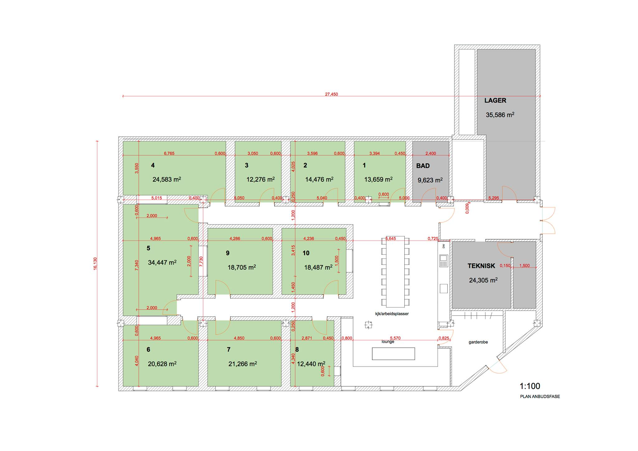 Plantegning for OLYP i 2014: 10 rom (C1-10).